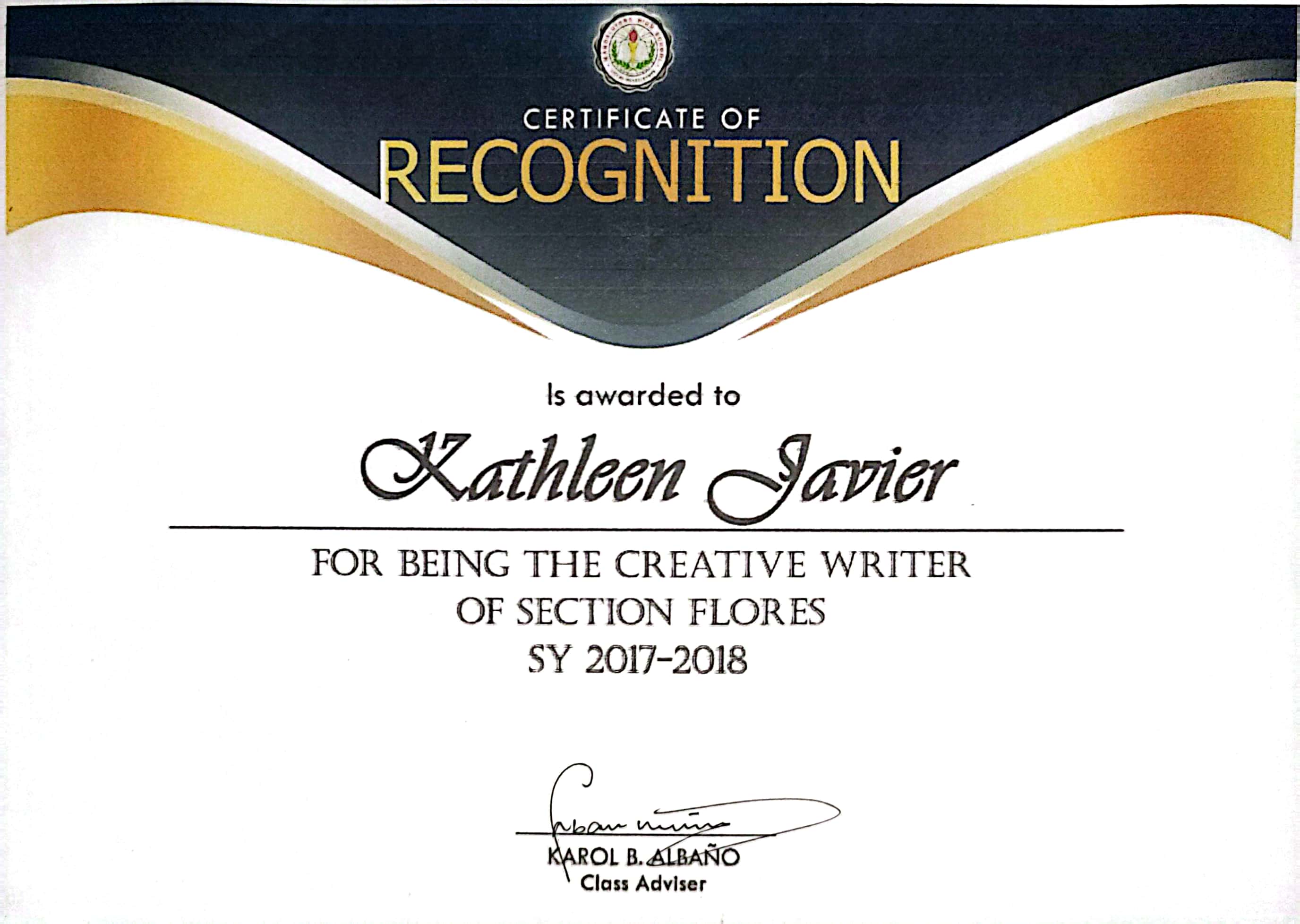 Certificate for Writing Skills