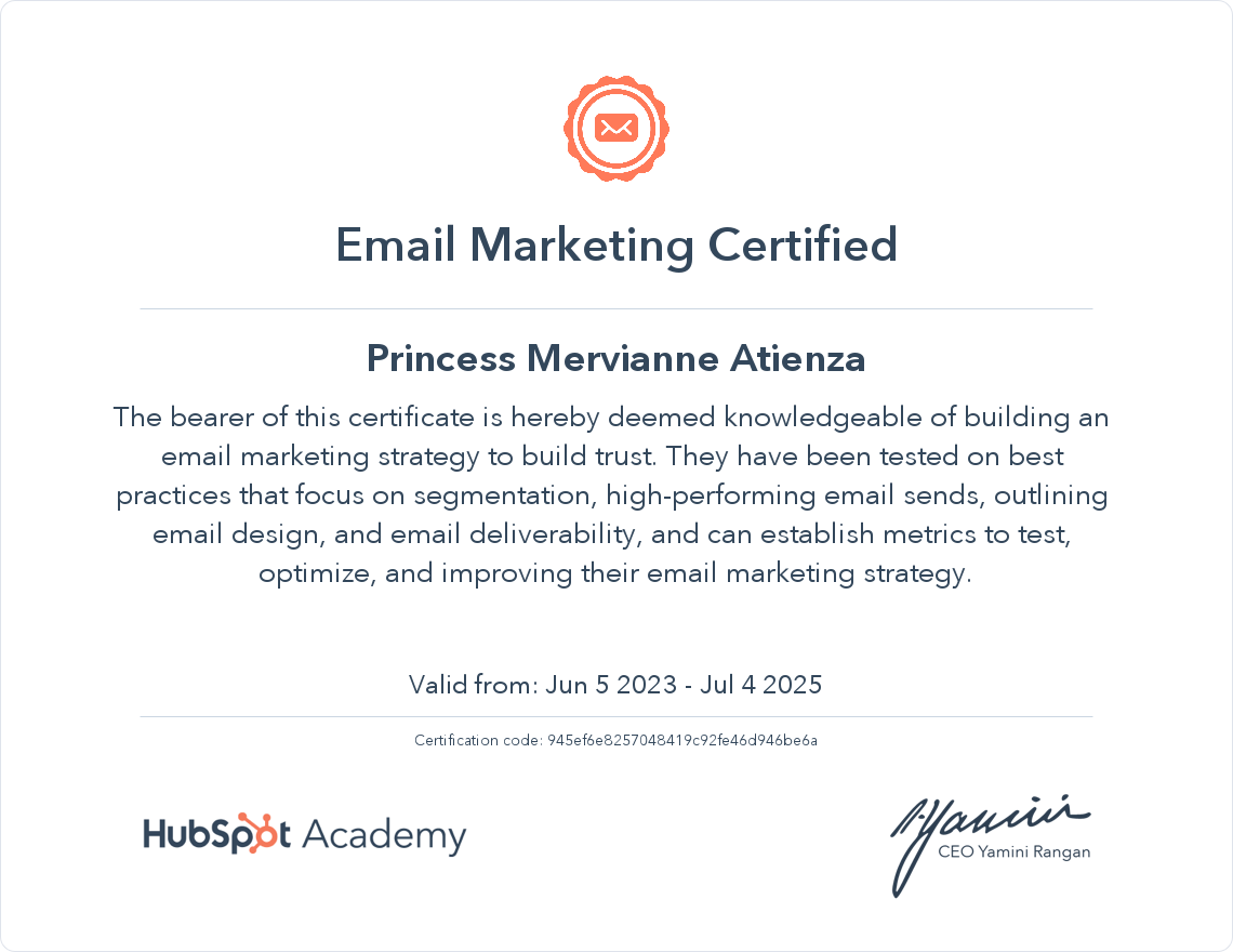 Email Marketing Certificate