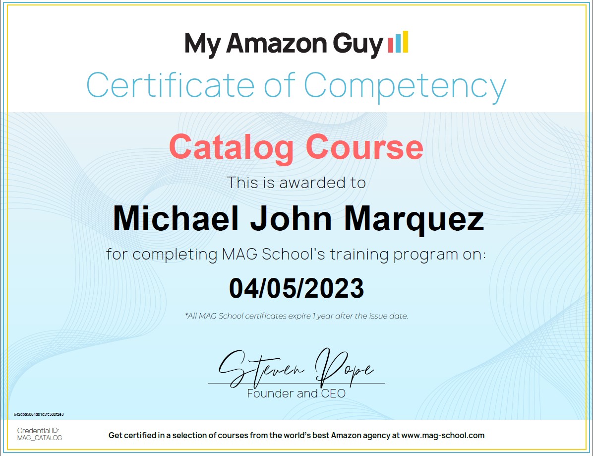 MAG School Catalog Course