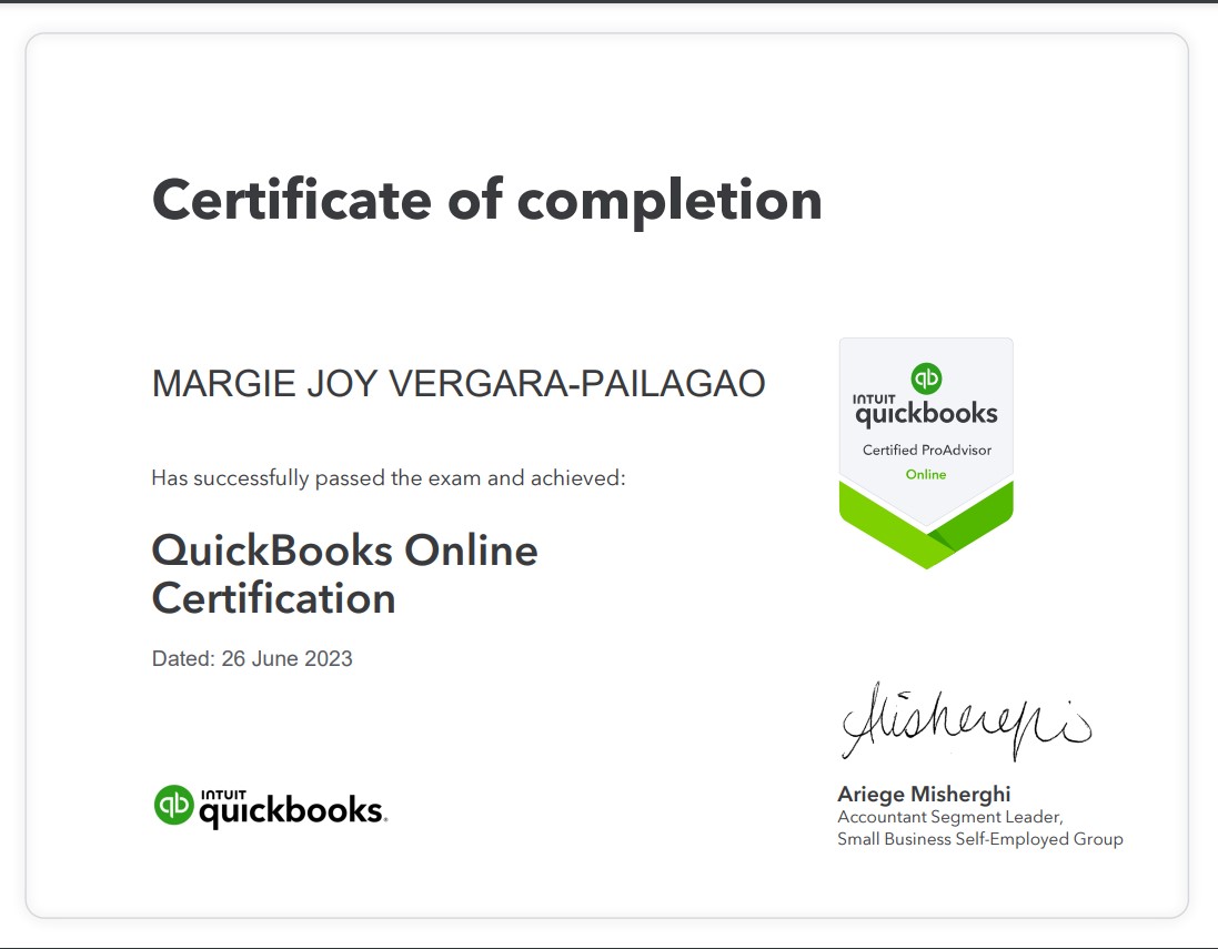 QB Certificate
