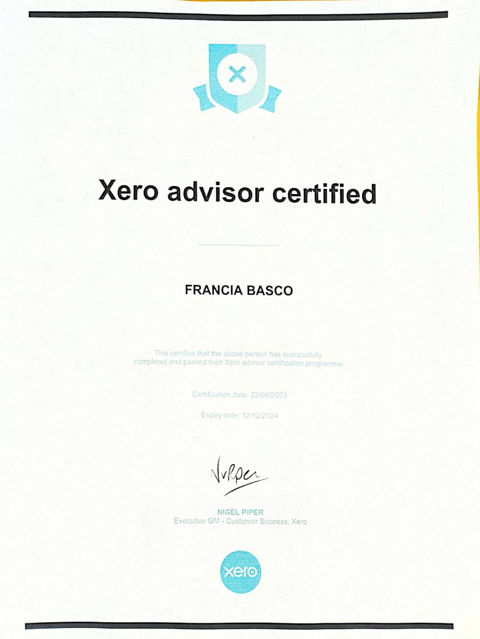 XERO ADVISOR CERTIFIED