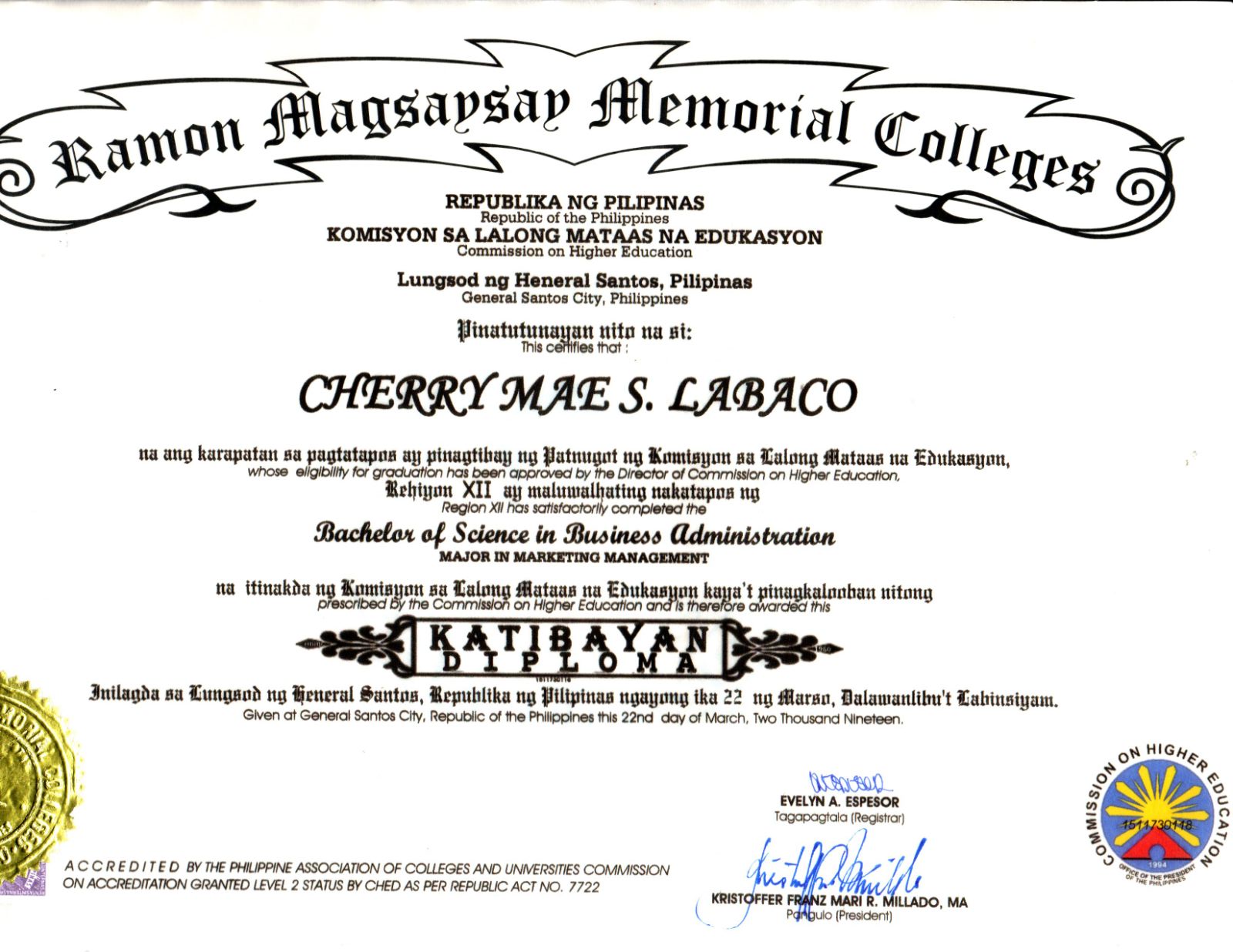 COLLEGE DIPLOMA