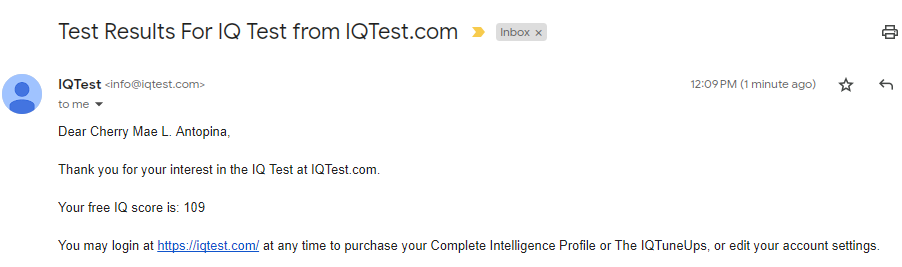 IQ Test Result