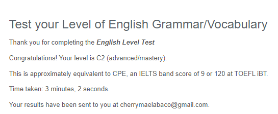 English Test Result
