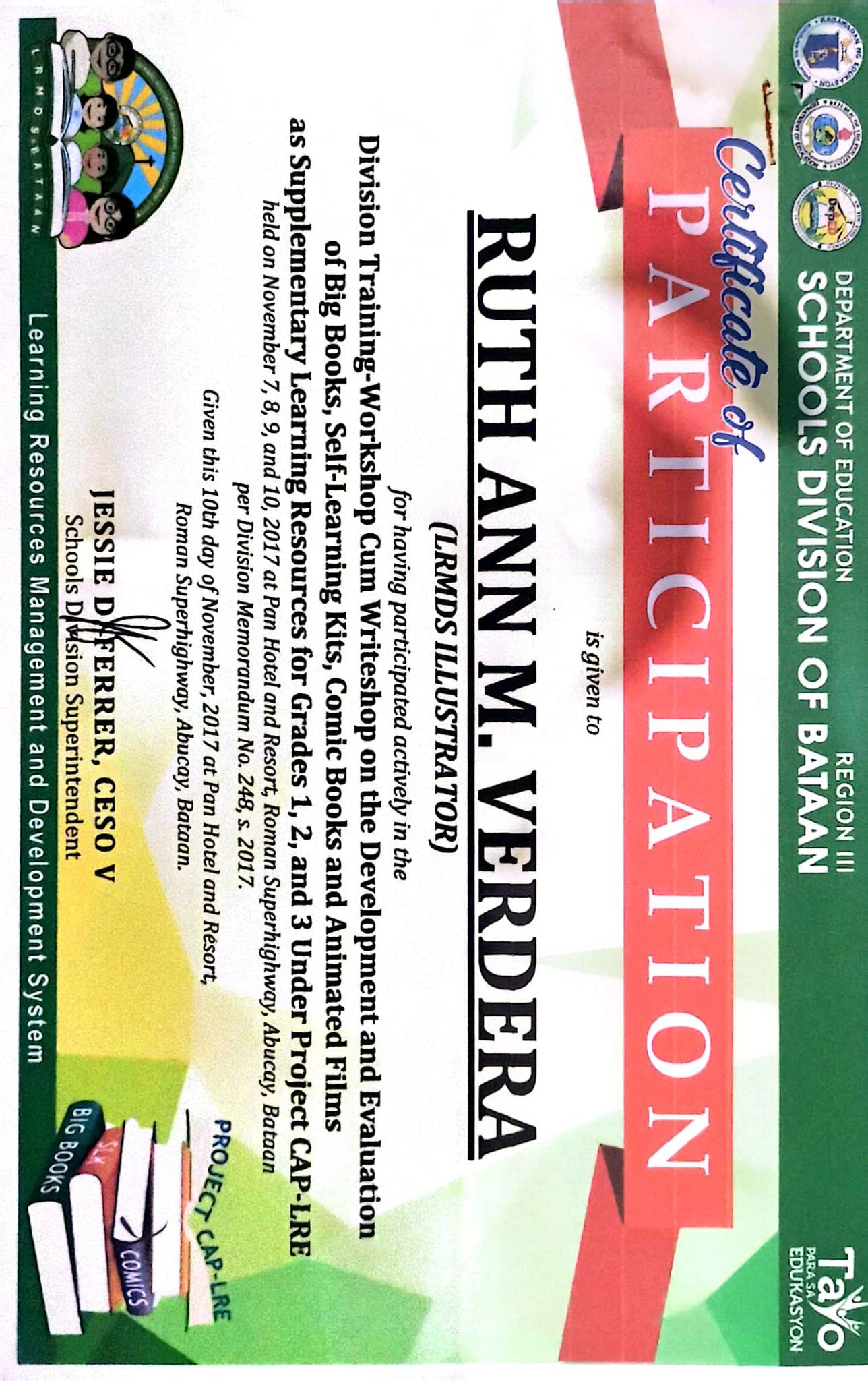 TRAINING WORKSHOP ON DEVELOPMENT AND EVALUATION OF COMIC BOOKS AND ANIMATED FILMS