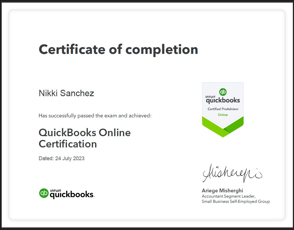 Quickbooks Online Certification