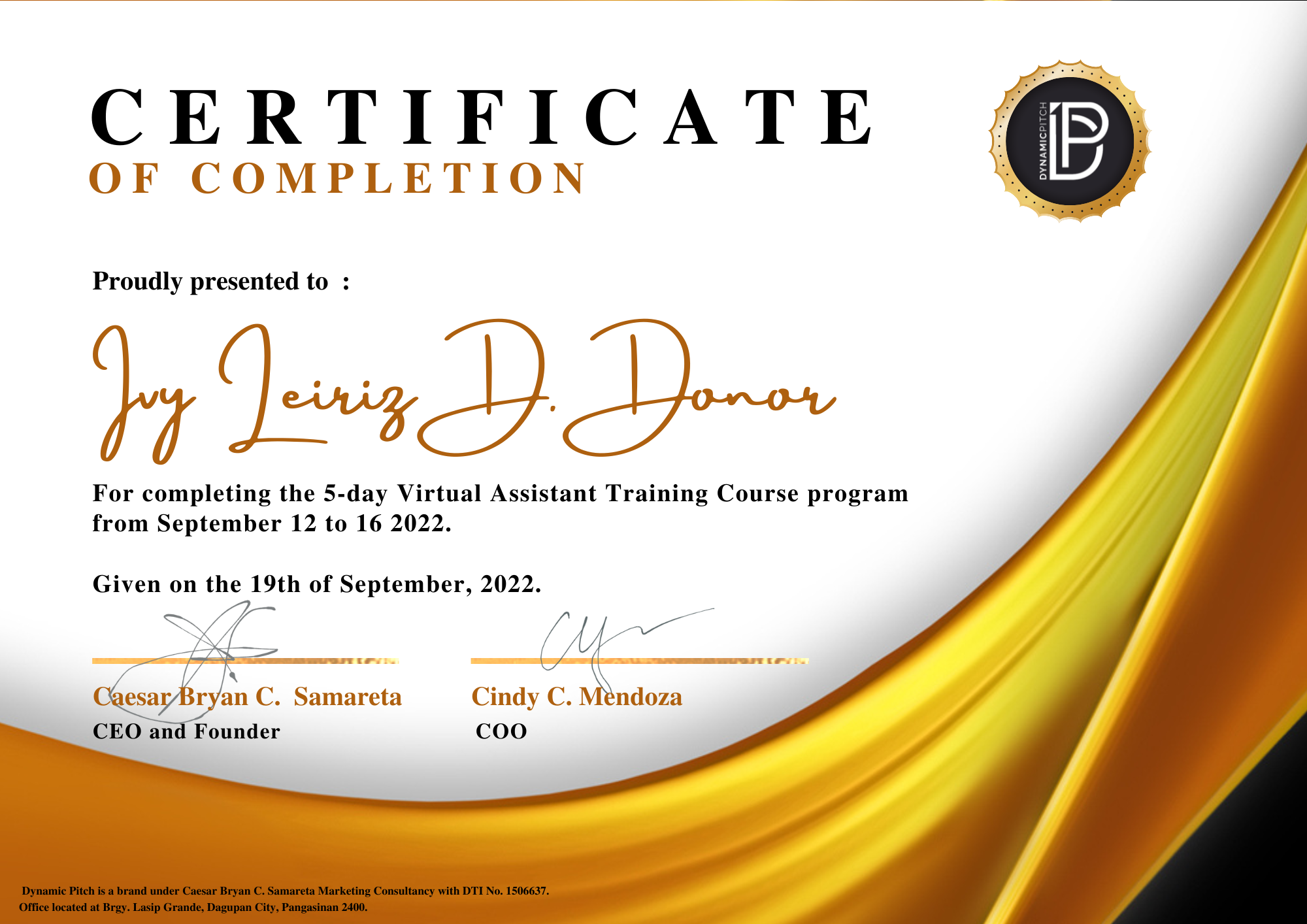 Certificate
