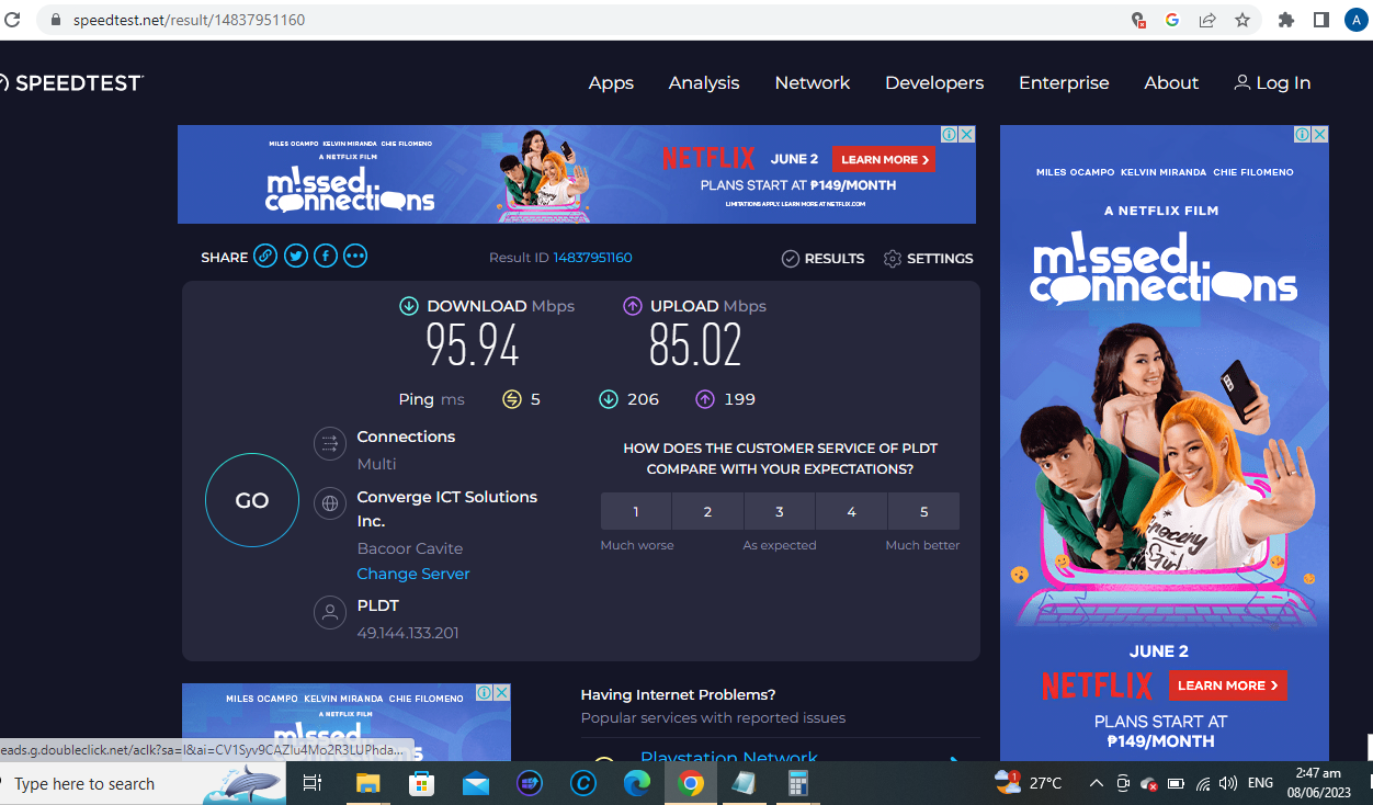 Speedtest Result