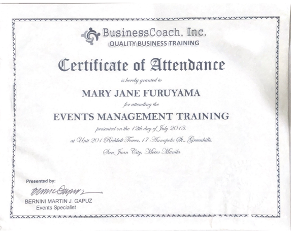 Events Management Training