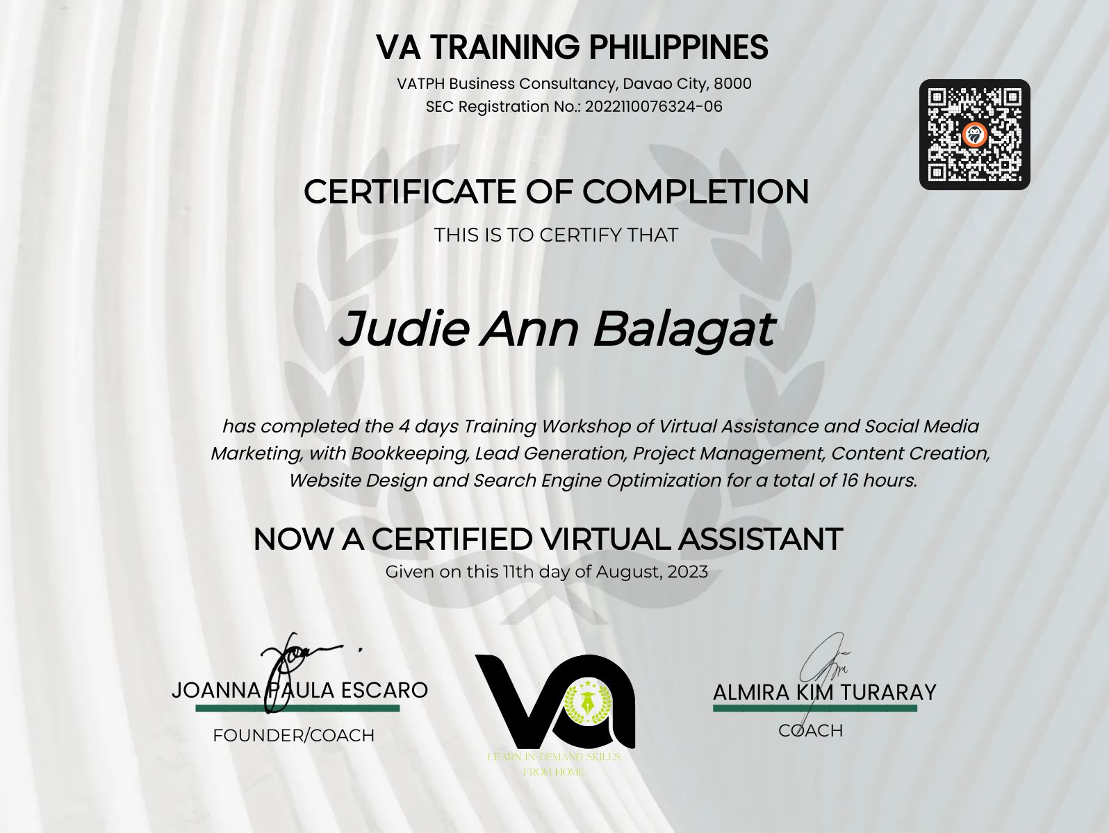 VIRTUAL ASSISTANCE TRAINING