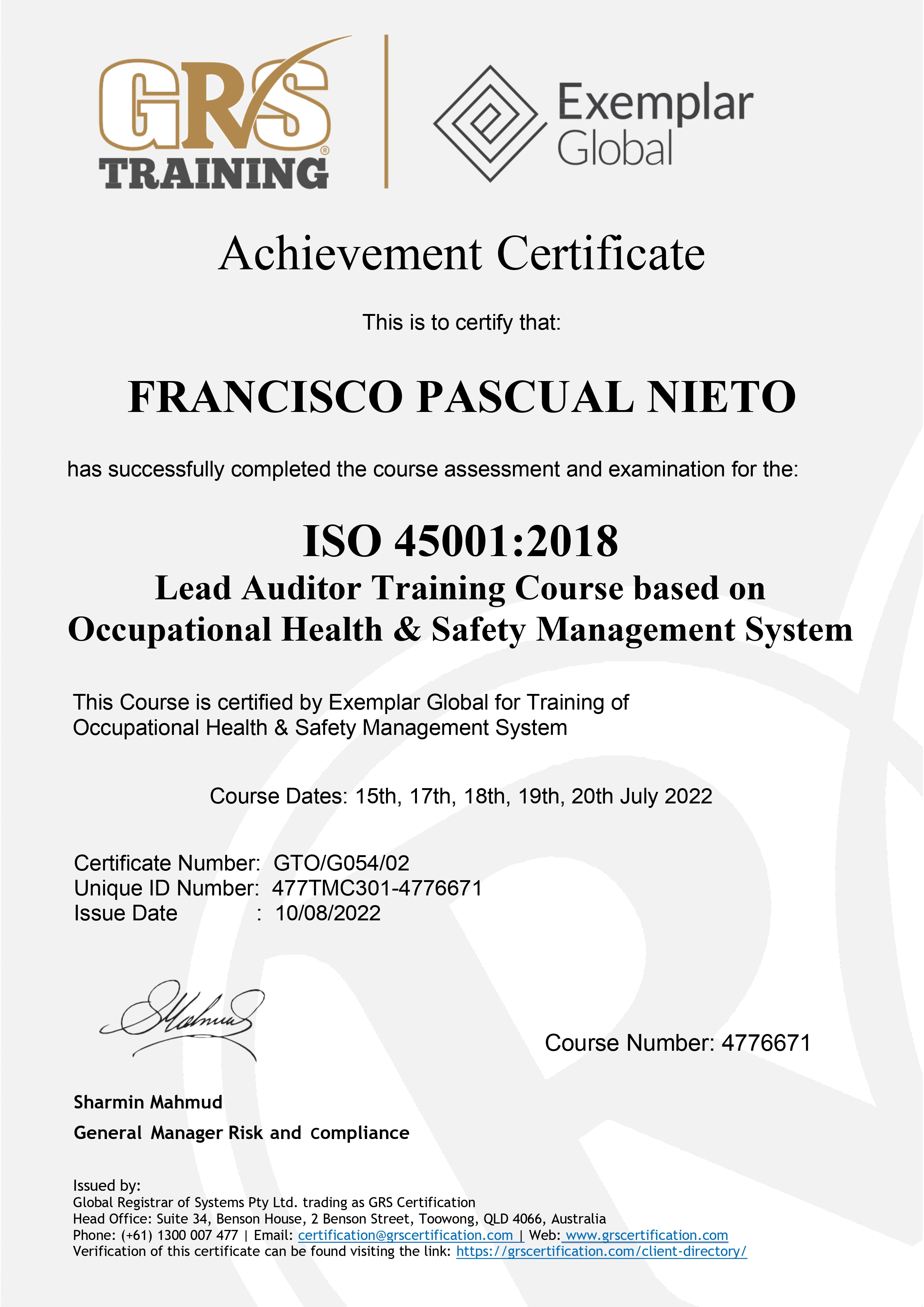 ISO 45001:2018 - OHSMS Lead Auditor