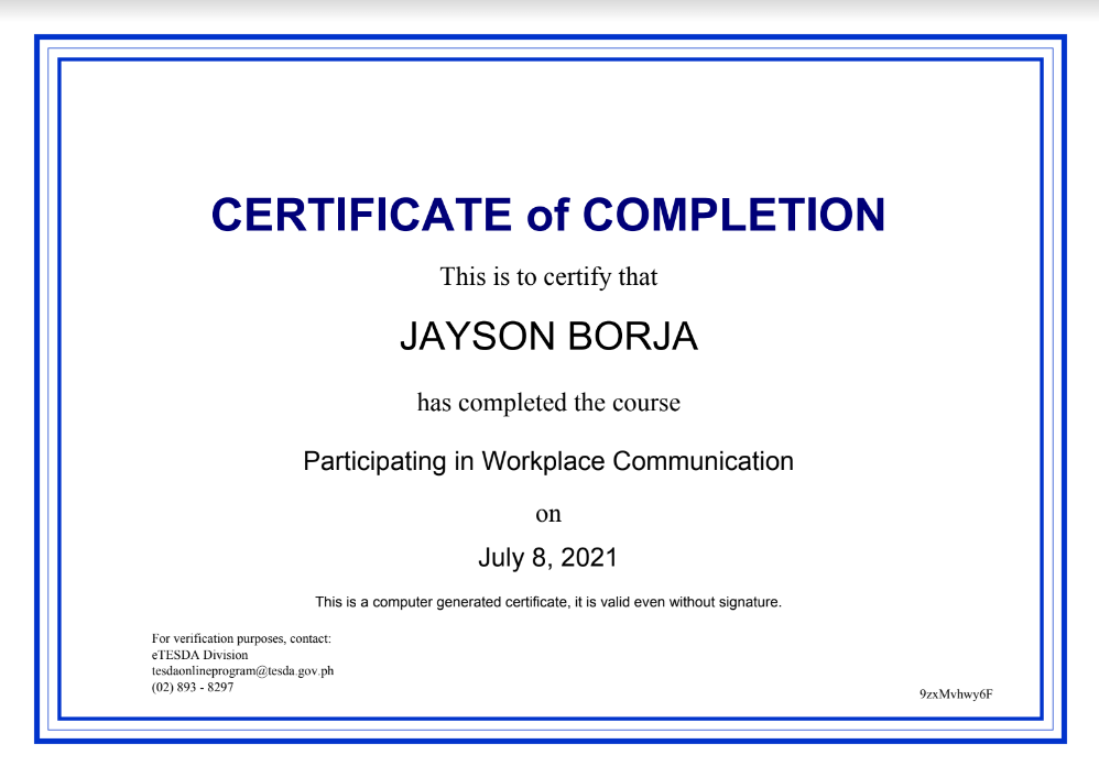 TESDA Participating in Workplace Communication