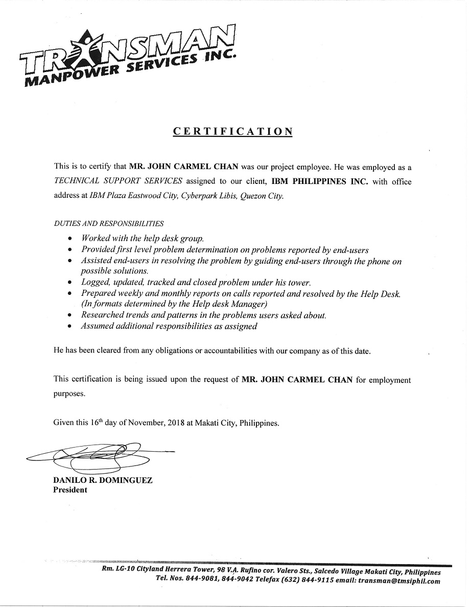 Tech Support Certificate