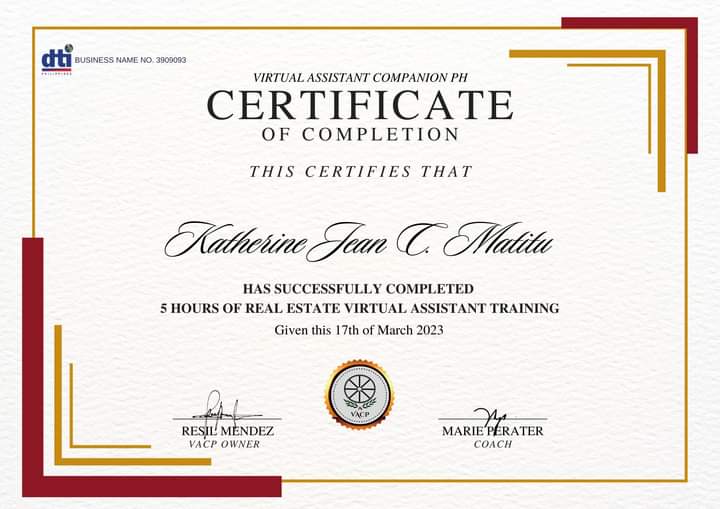 Real Estate VA Certificate