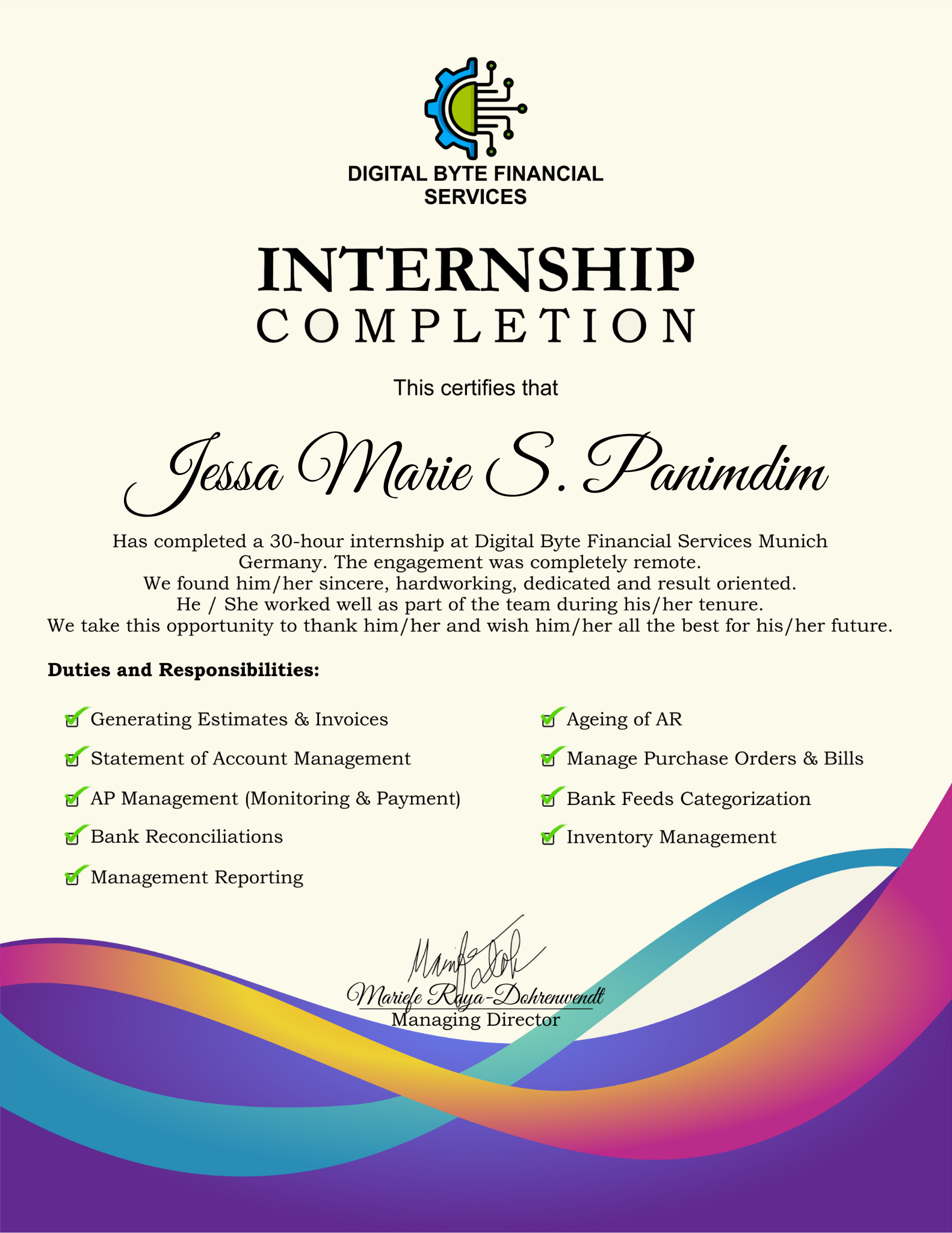 QuickBooks Online Internship Completion