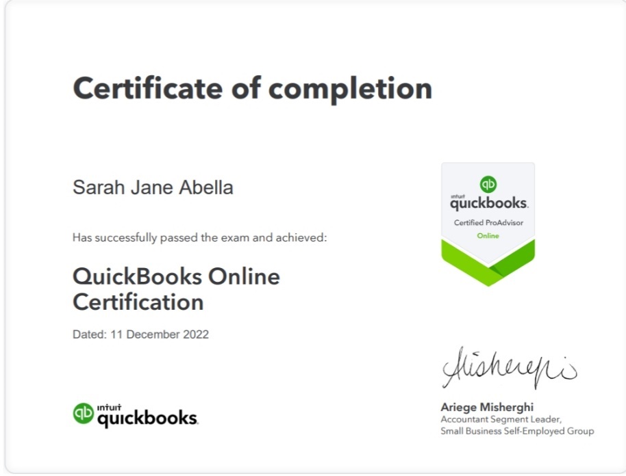 QUICKBOOKS CERTIFICATION