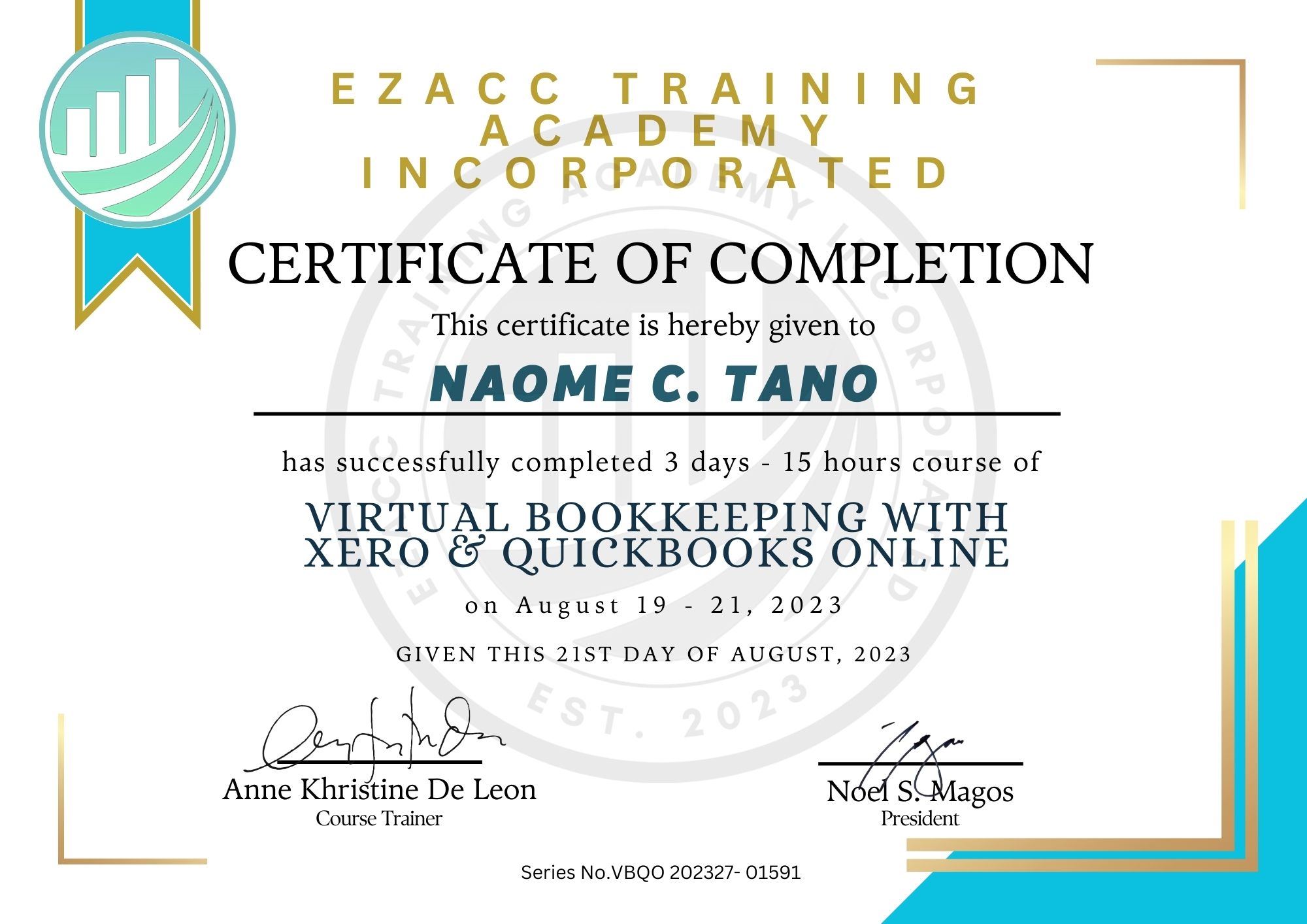Certificate of Completion EZACC