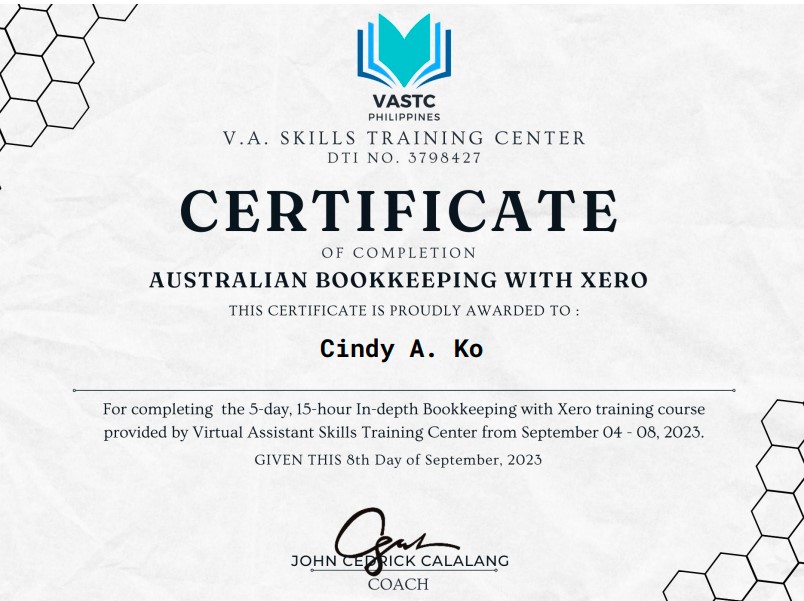 AU Bookkeeping Certificate