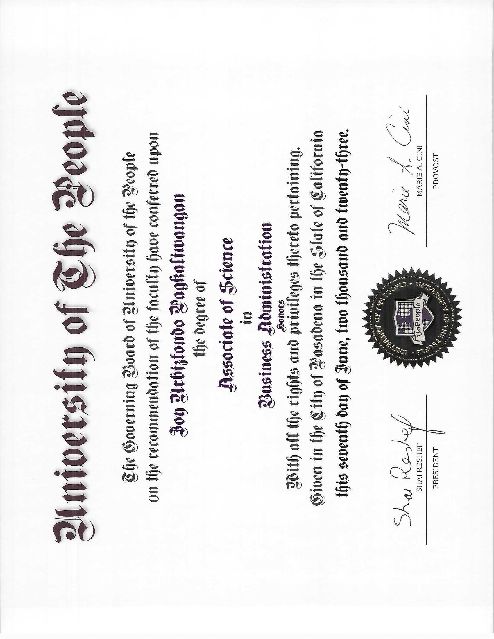 University of the People College Diploma