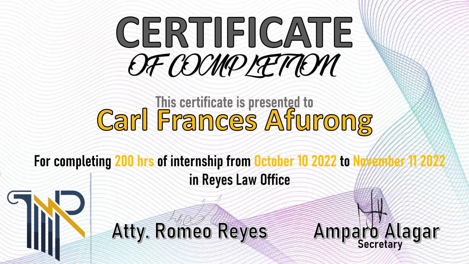 Certificate of Internship