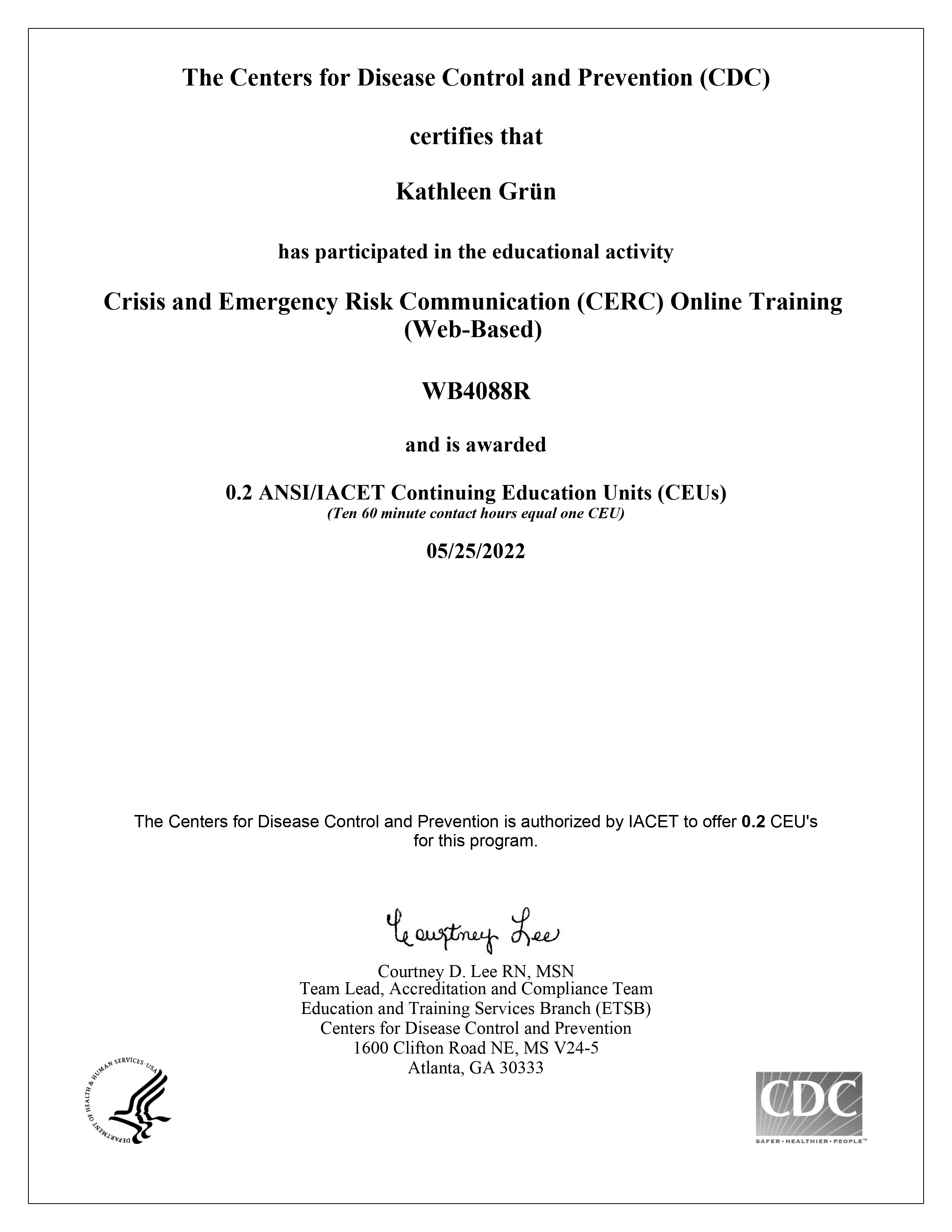 Crisis and Emergency Risk Communication (CERC)