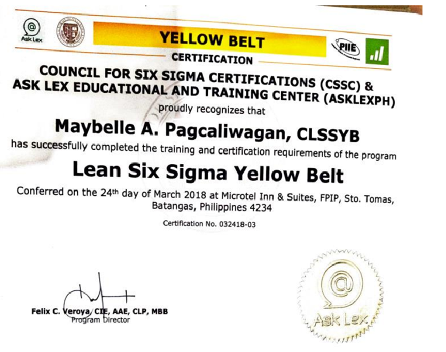 Lean Six Sigma Yellow Belt