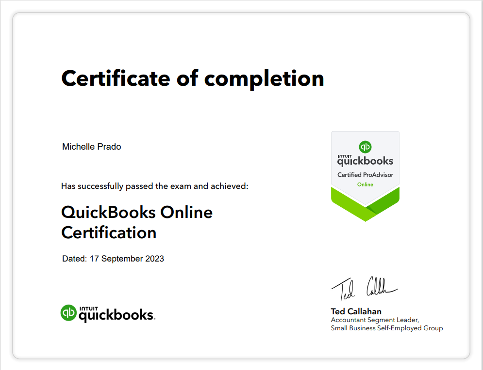 Quickbooks Certified Pro Advisor Certification