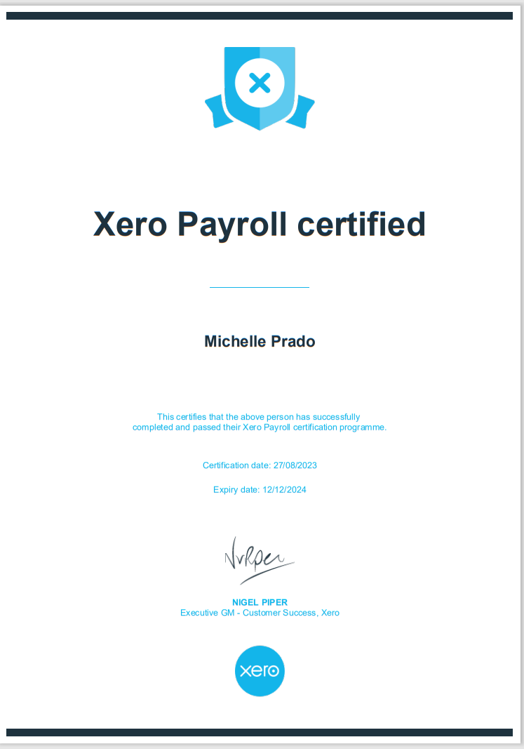 Xero Payroll Certified