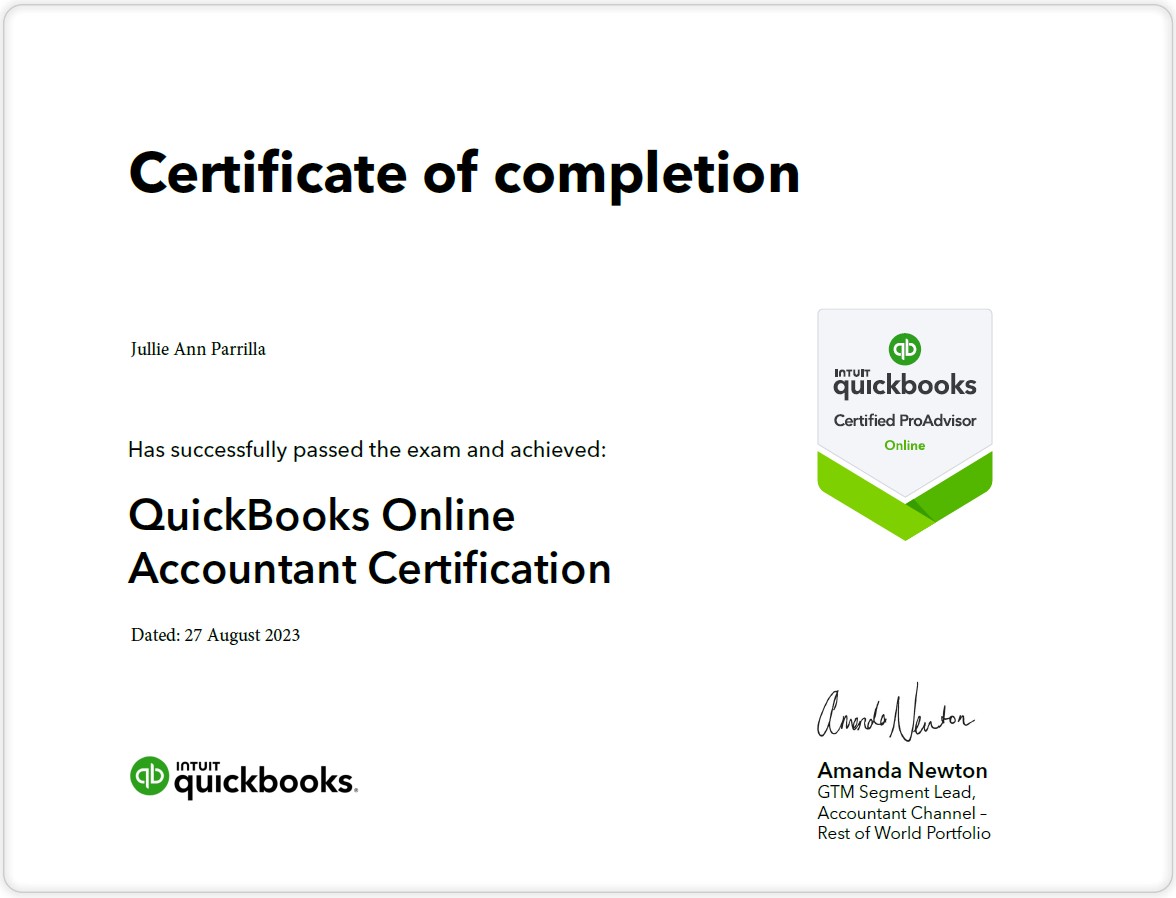 QBO ProAdvisor Certification August 2023