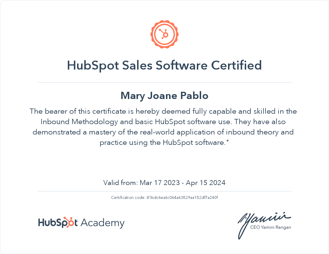HubSpot Sales Software Certified