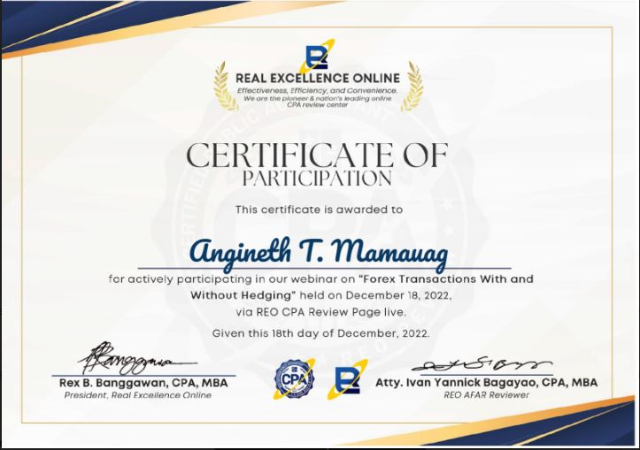 Accounting Seminar Certificate