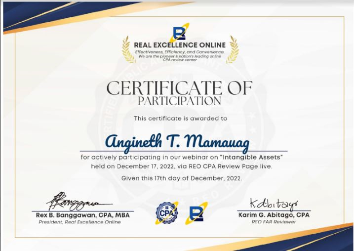 Accounting Seminar Certificate
