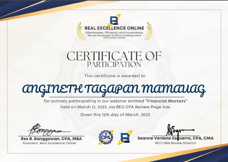 Accounting Seminar Certificate