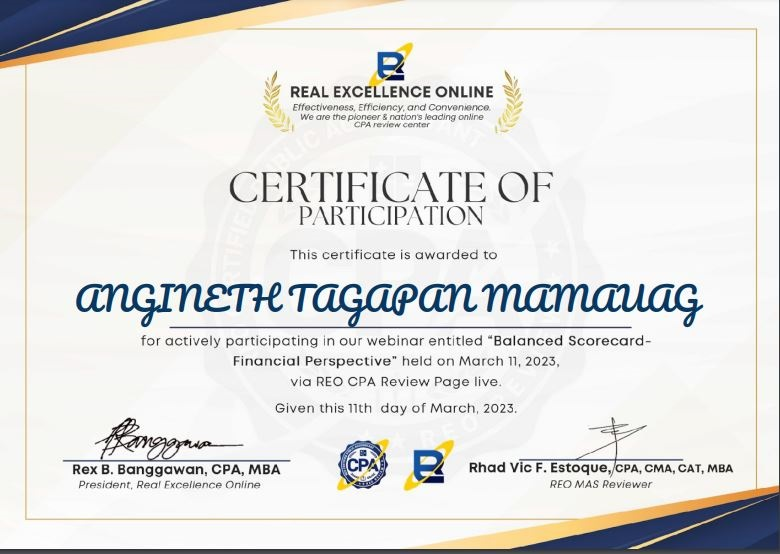 Accounting Seminar Certificate