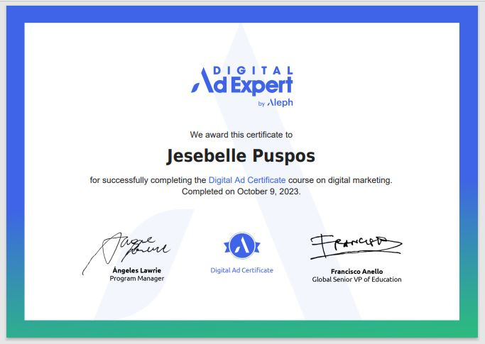 DIGITAL AD CERTIFICATE