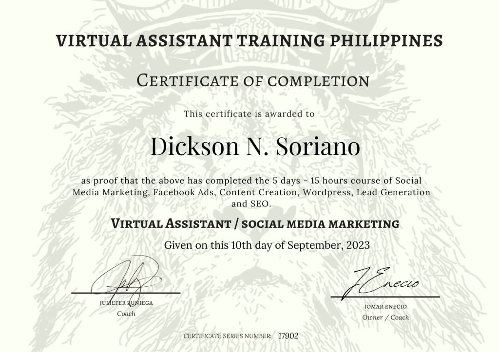 Virtual Assistant/Social Media Marketing Training