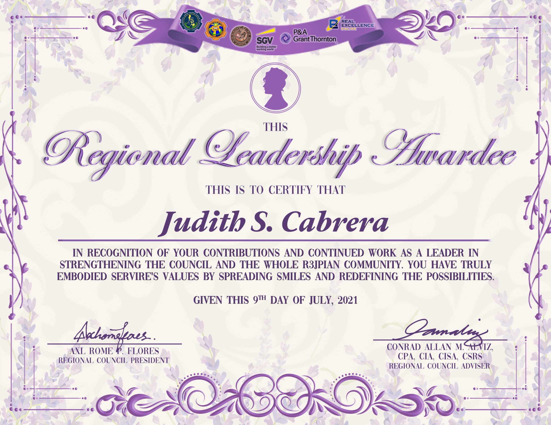 Regional Leadership Awardee
