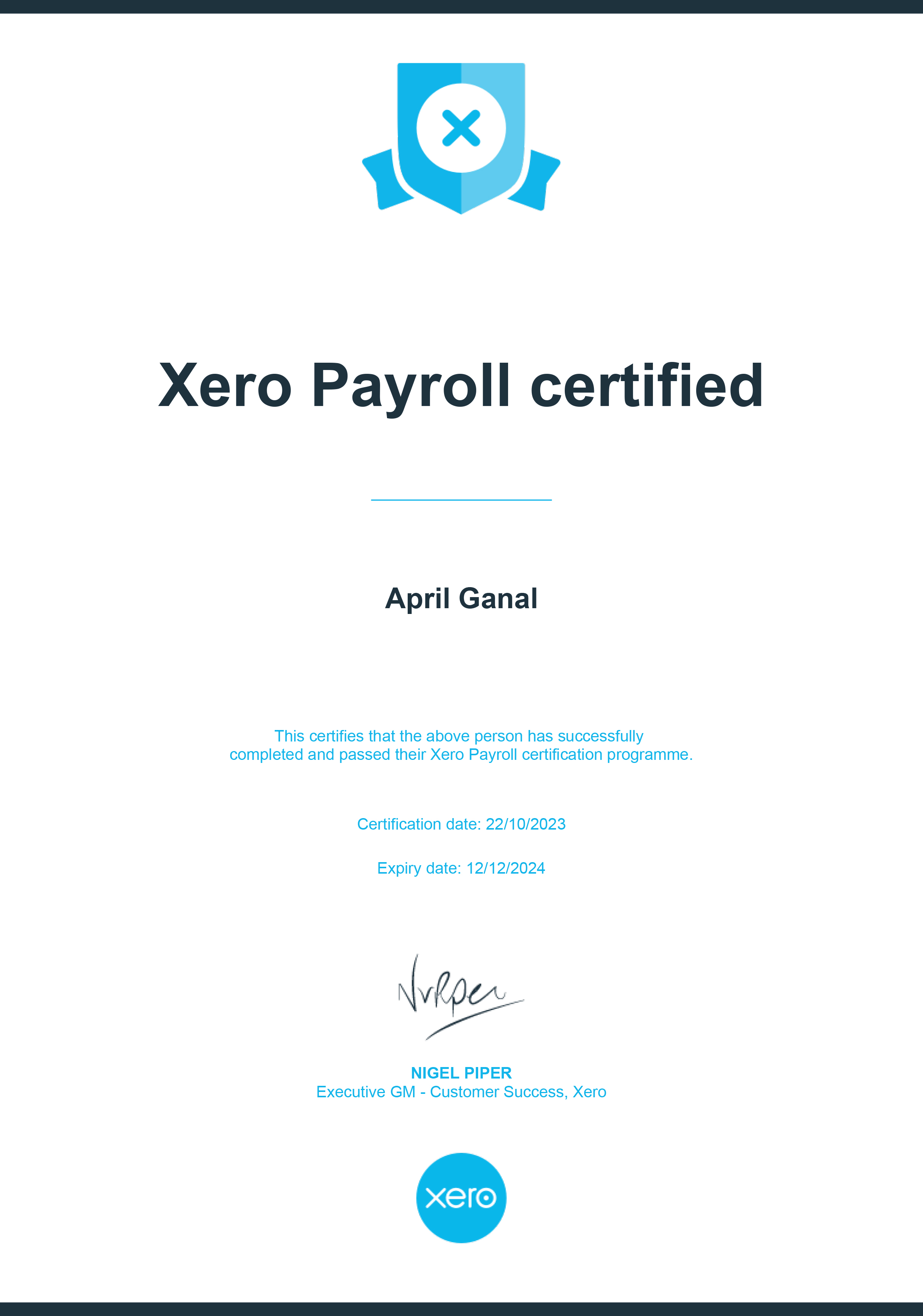 XERO Payroll Certified