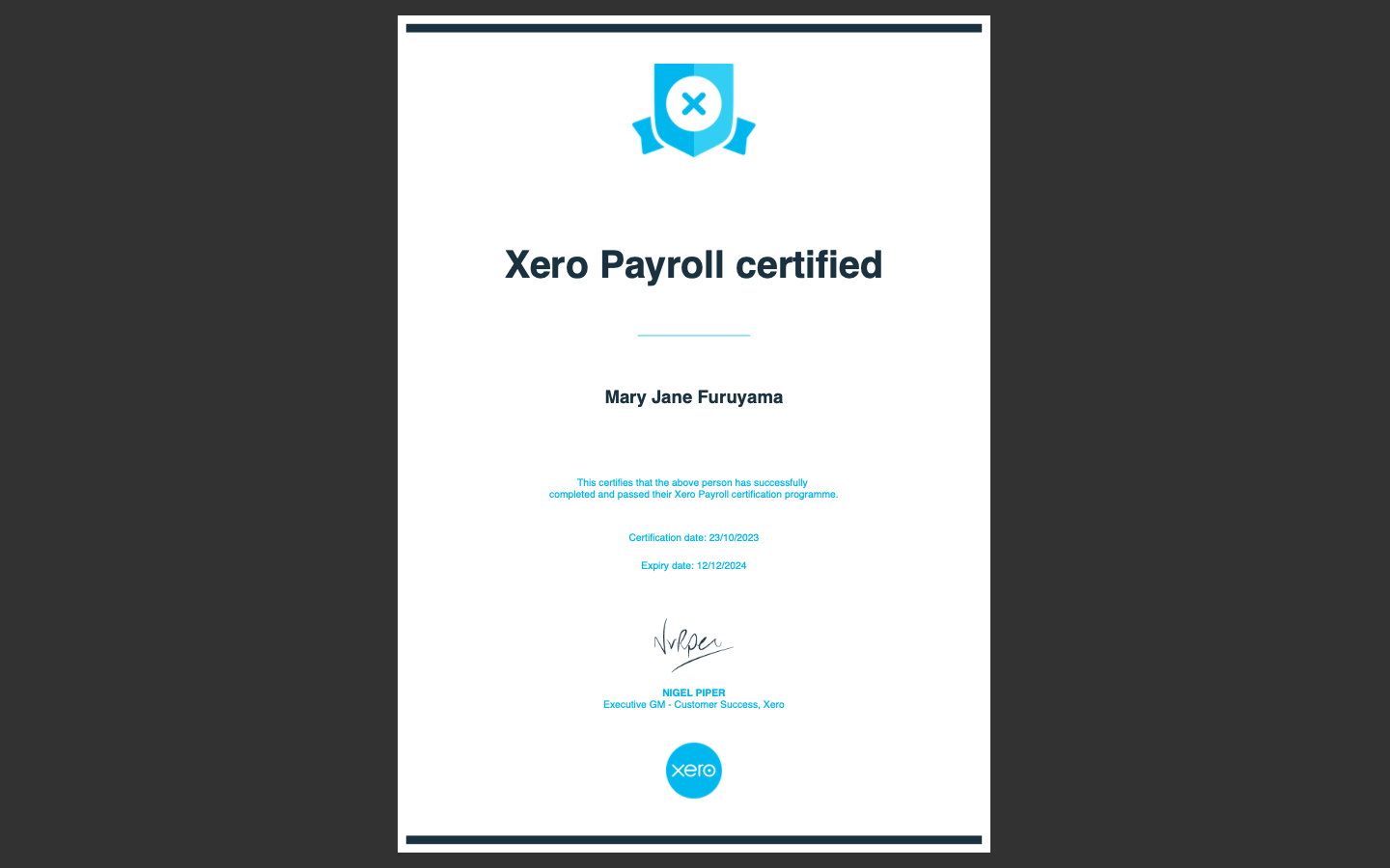 Xero Payroll Certified