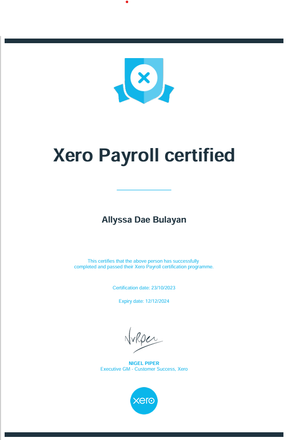XERO Payroll Certified