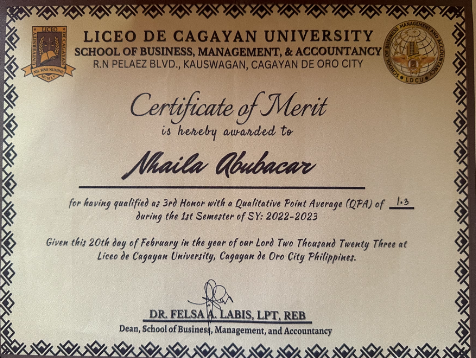Certificate of Achievement