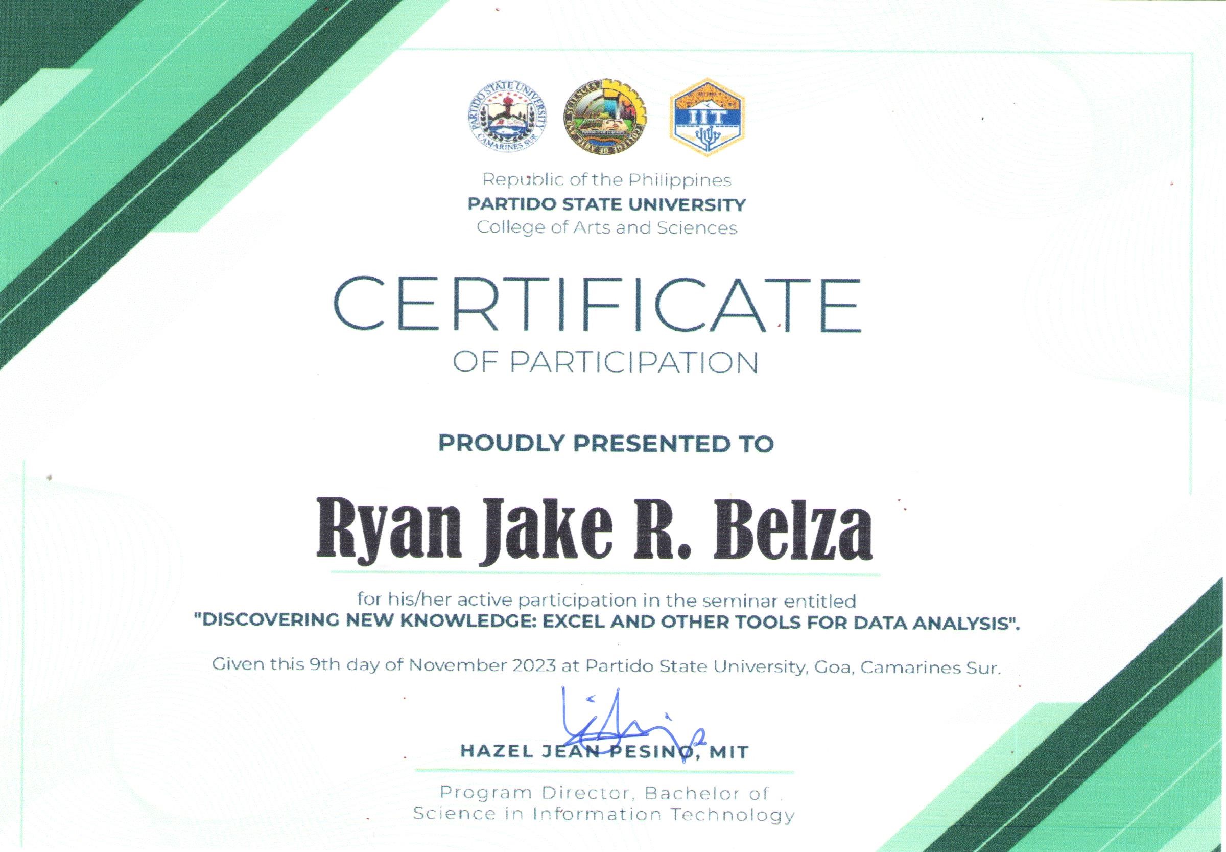 DISCOVERING NEW KNOWLEDGE: EXCEL AND OTHER TOOLS FOR DATA ANALYSIS