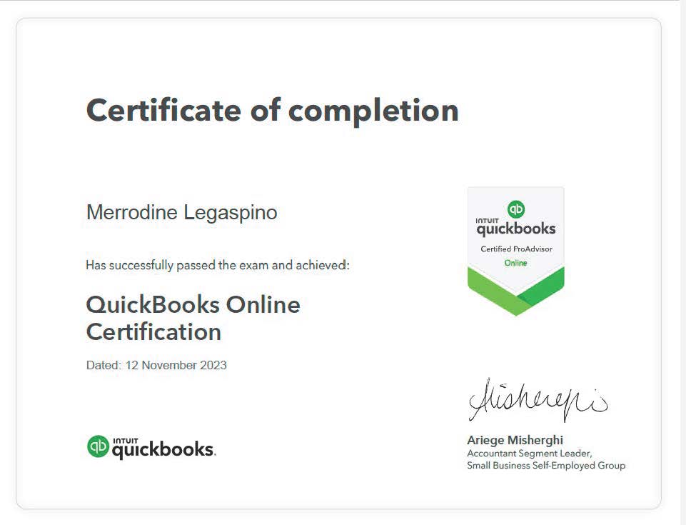 QUICKBOOKS ONLINE CERTIFICATE