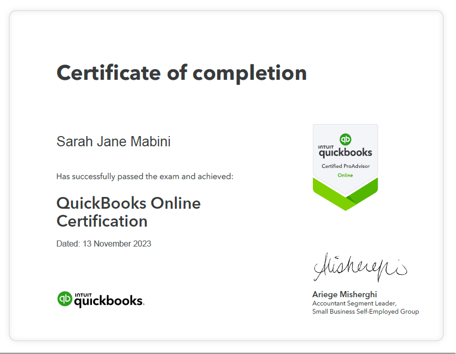 Quickbooks Certified Pro Advisor