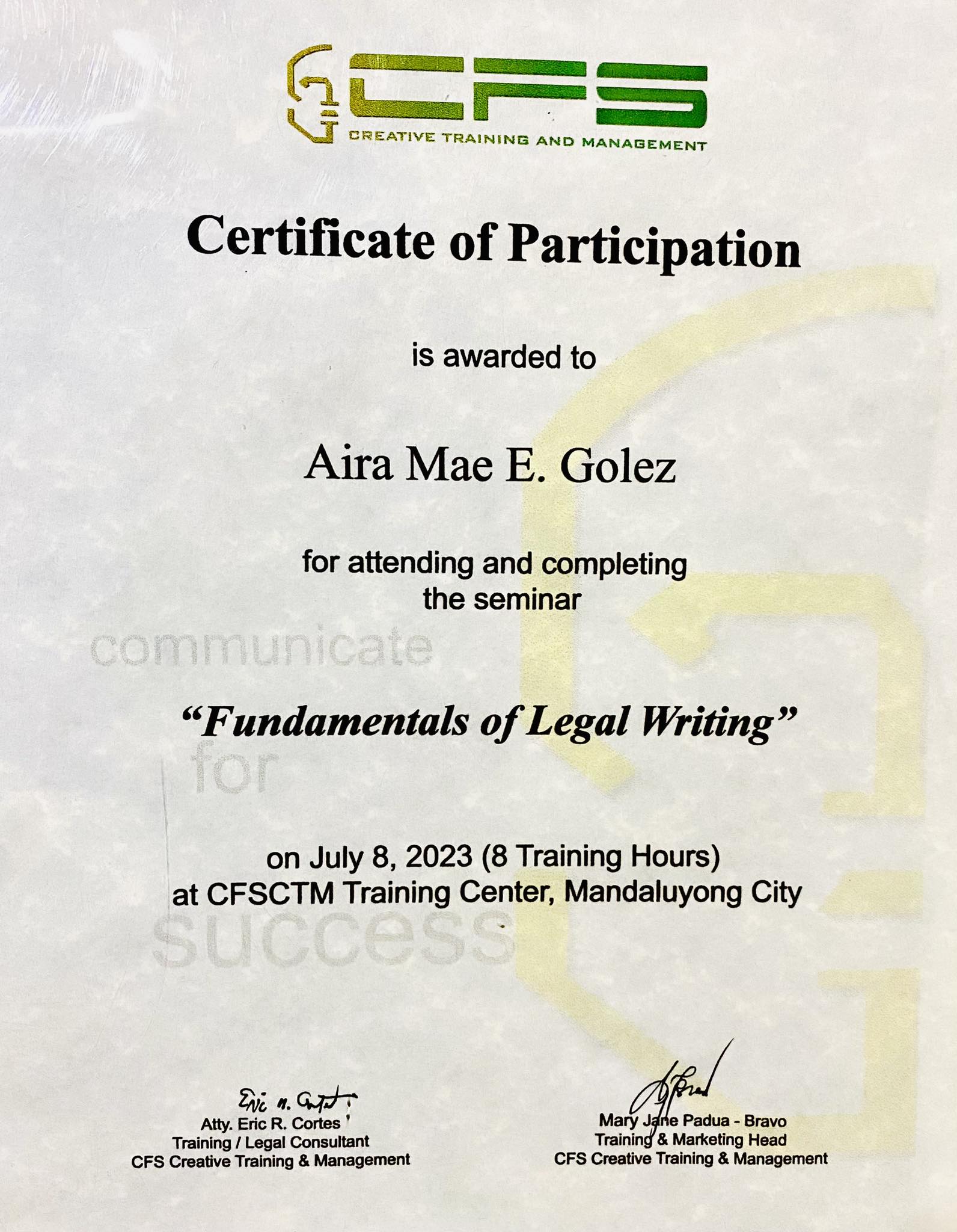 FUNDAMENTALS OF LEGAL WRITING