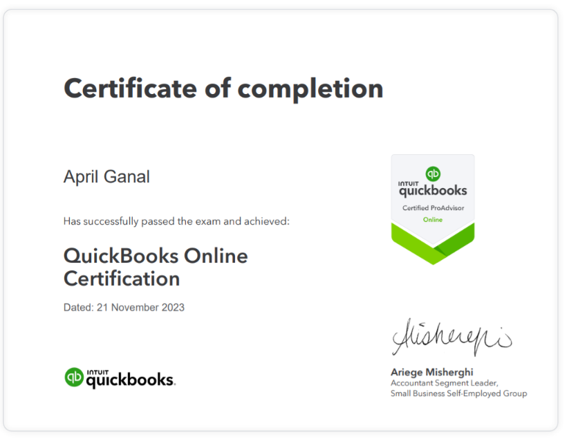 QuickBooks Online Certificate