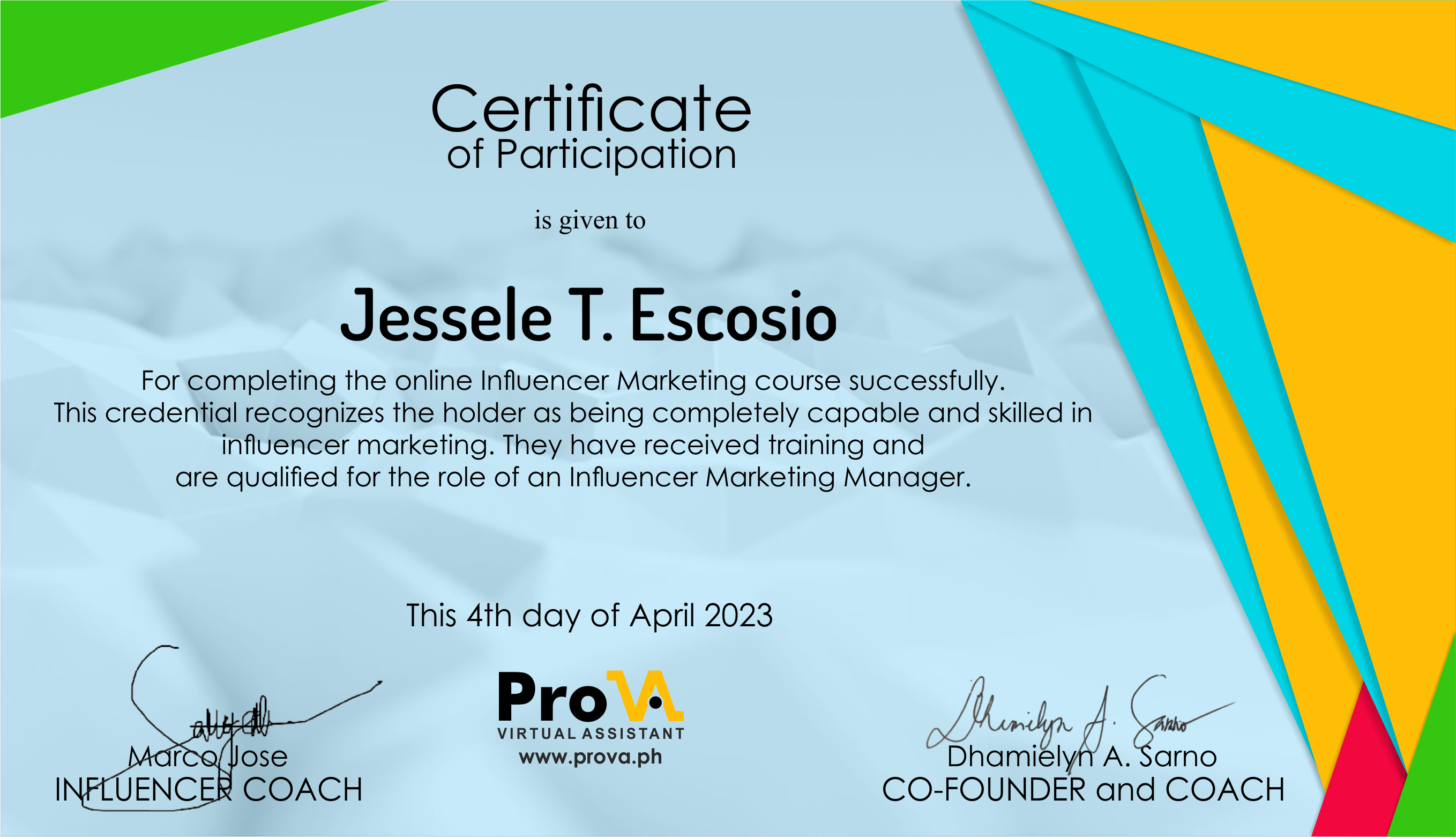 Influencer Marketing Certificate