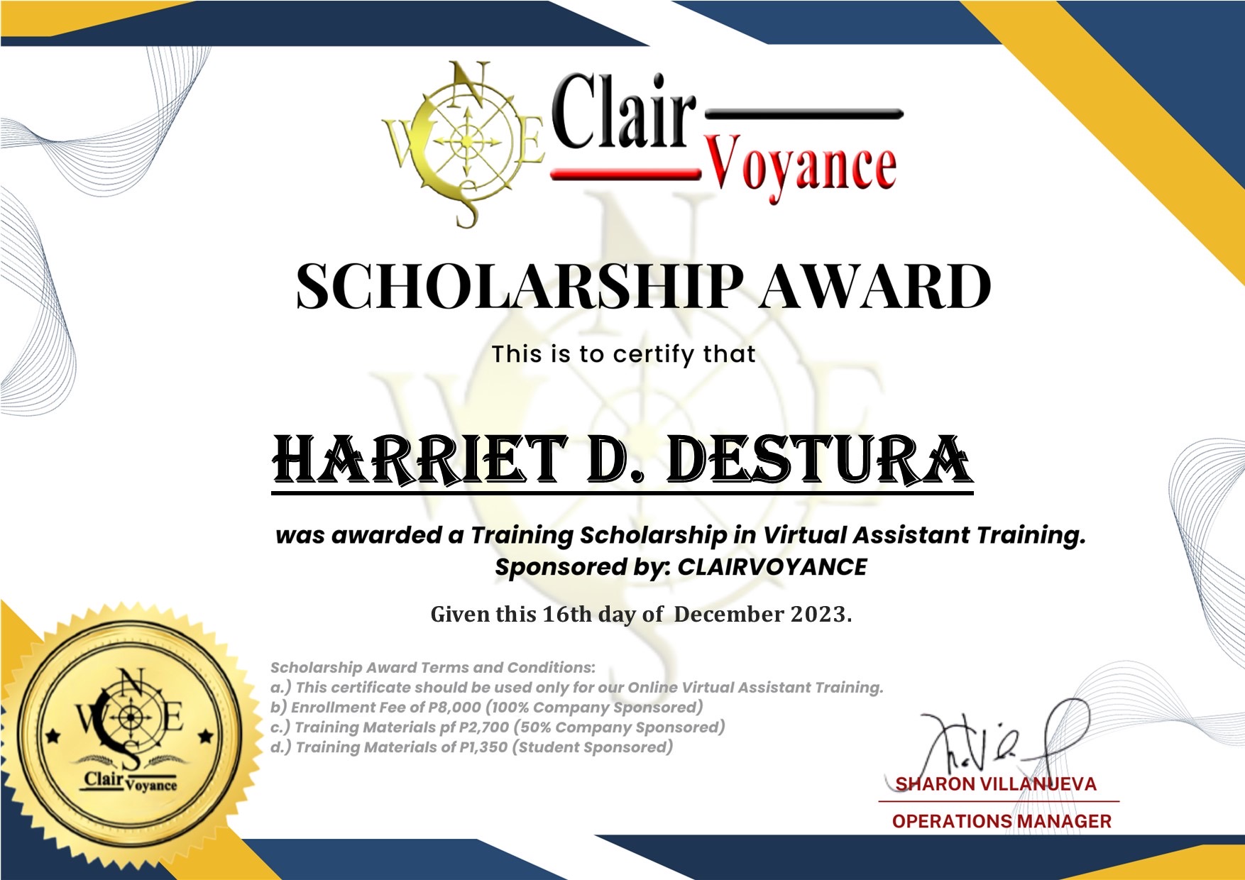 Clair voyance scholarship