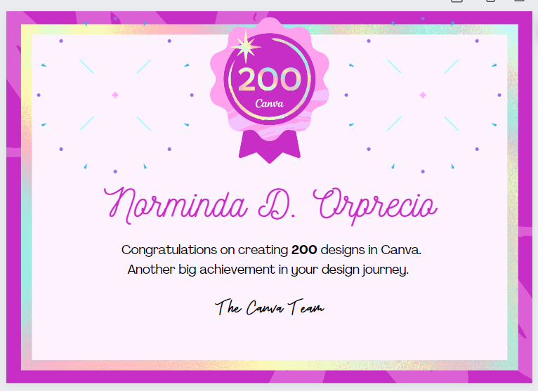 Canva 200 Design Milestone Badge