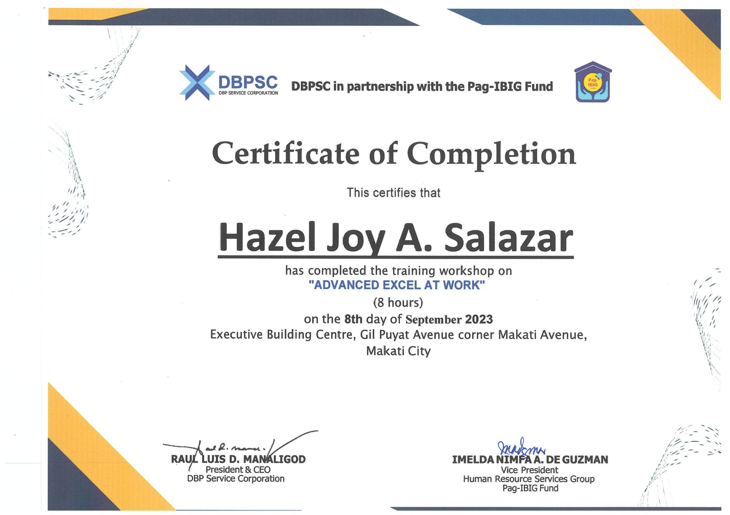 Advance Excel at Work